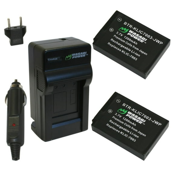Wasabi Power Battery (2-Pack) and Charger for Kodak KLIC-7003