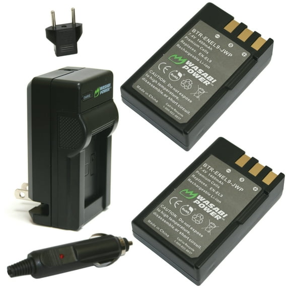 Wasabi Power Battery (2-Pack) and Charger for Nikon EN-EL9