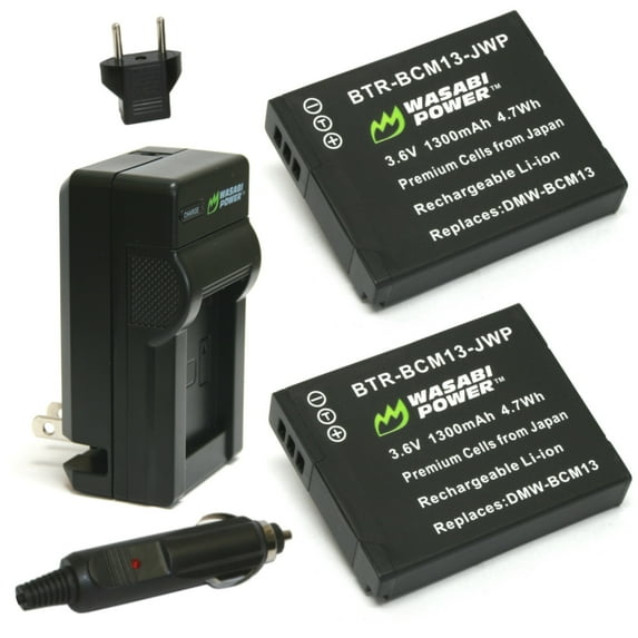 Wasabi Power Battery (2-Pack) and Charger for Panasonic DMW-BCM13