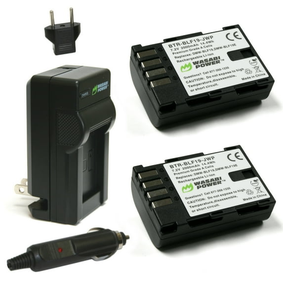 Wasabi Power Battery (2-Pack) and Charger for Panasonic DMW-BLF19