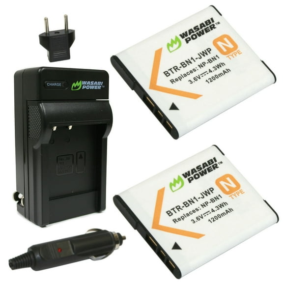 Wasabi Power Battery (2-Pack) and Charger for Sony NP-BN1