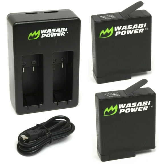 Wasabi Power Battery (2-Pack) and Dual Charger for GoPro HERO7 Black, HERO6, HERO5