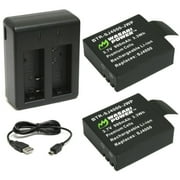 Wasabi Power Battery 2-Pack and Dual Charger for SJCAM SJ4000, SJ5000 and 1080P, 4K Action Cameras