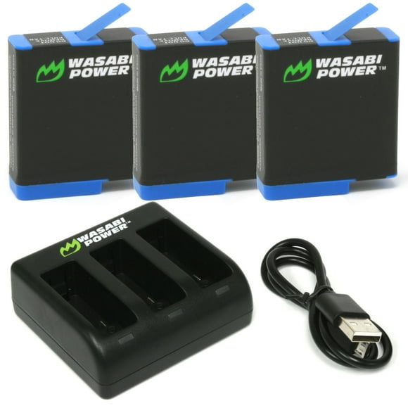 Wasabi Power Battery (3-Pack) and Triple Charger for GoPro HERO8 Black (Compatible with HERO7, HERO6, HERO5)