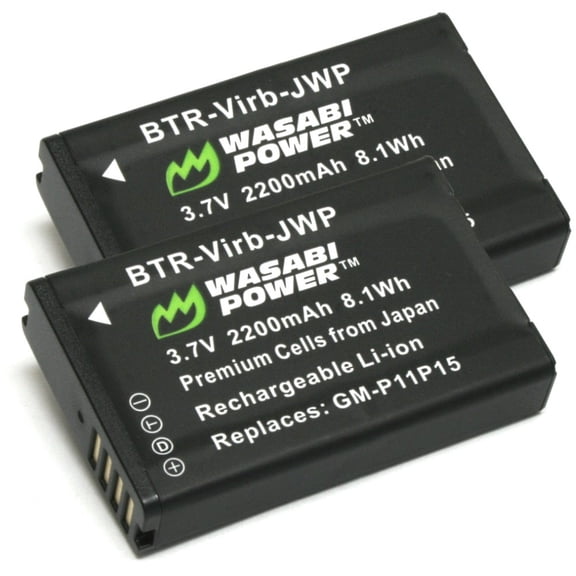 Wasabi Power Battery for Garmin 010-11654-03 and Garmin Alpha, Montana 600, Montana 600t, Montana 650, Montana 650t, Monterra, VIRB, VIRB Elite (2-Pack)