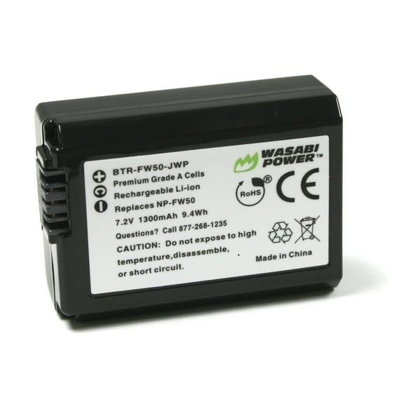 Wasabi Power Battery for Sony NP-FW50 (Compatible with Alpha a7, a7 II, a7R, a7R II, a7S, a7S II, a5000, a5100, a6000, a6300, a6500, NEX-5T, Cyber-Shot DSC-RX10 III and More)