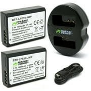 Wasabi Power Battery and Dual Charger for Canon LP-E10, White and Black, 2 Per Pack