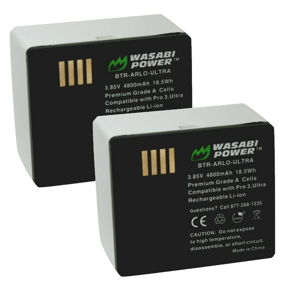 Wasabi Power Battery for Arlo Pro 3, Pro 4, Pro 5, Ultra, Ultra 2 (VMA5400, 2-Pack)