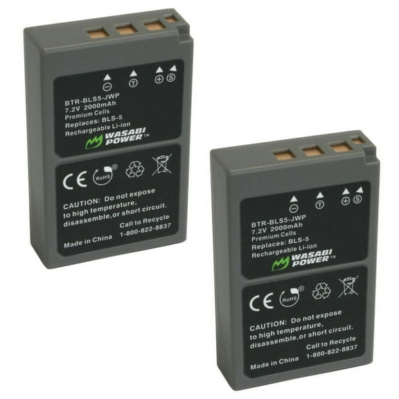 Wasabi Power Battery for Olympus BLS-1, BLS-5, BLS-50, PS-BLS1, PS-BLS5 (2-Pack)