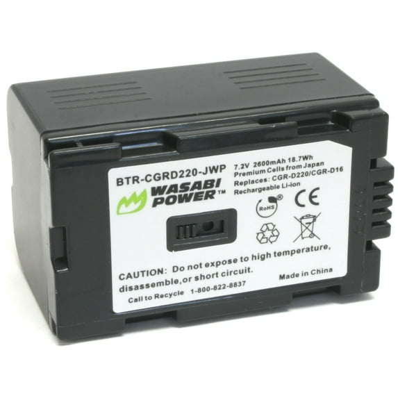 Wasabi Power Battery for Panasonic CGR-D08, CGR-D14, CGR-D16, CGR-D120, CGR-D210, CGR-D220 (2600mAh)