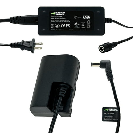 Wasabi Power DC Coupler with AC Power Adapter for Canon LP-E6 (DR-E6, ACK-E6)