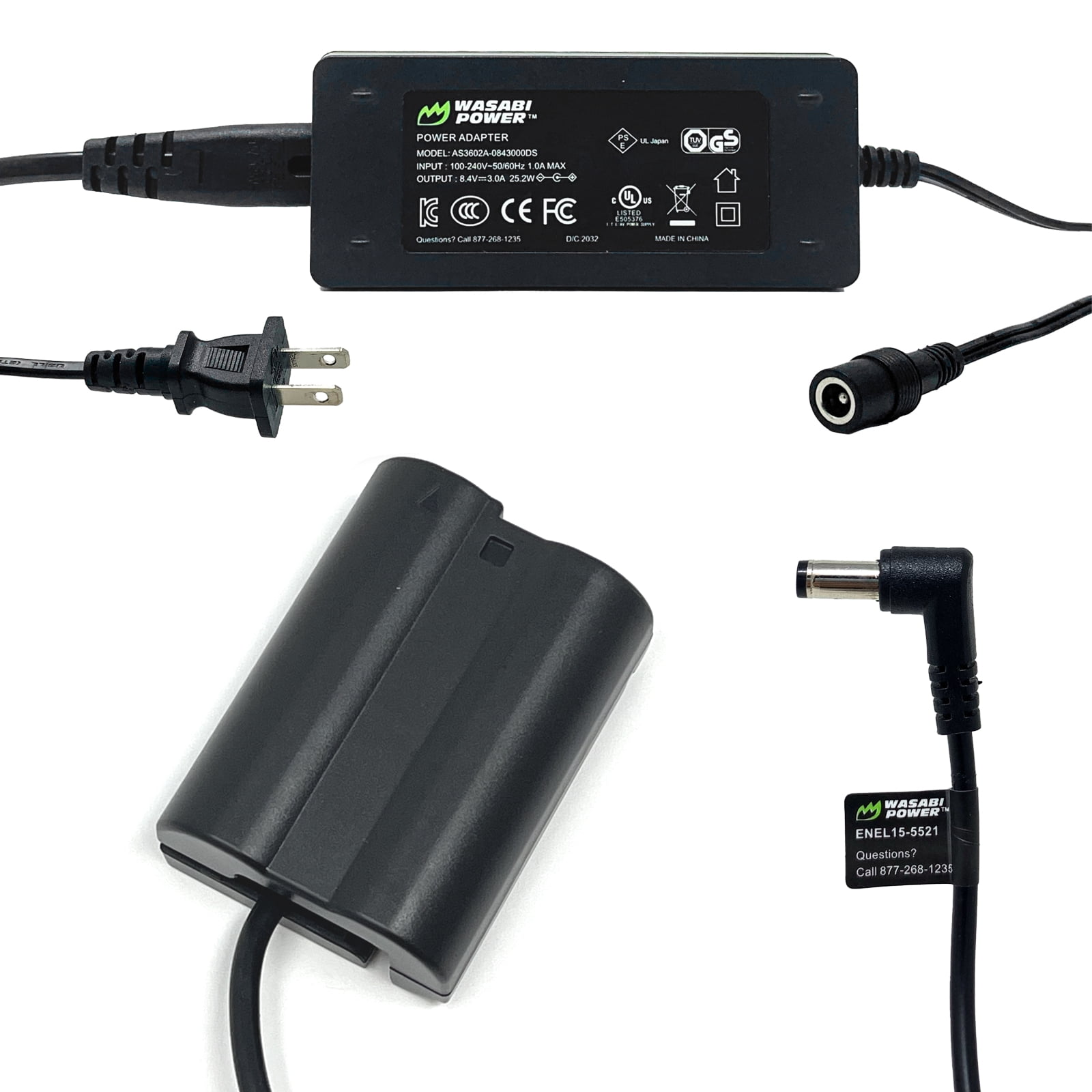 Wasabi Power DC Coupler with AC Power Adapter