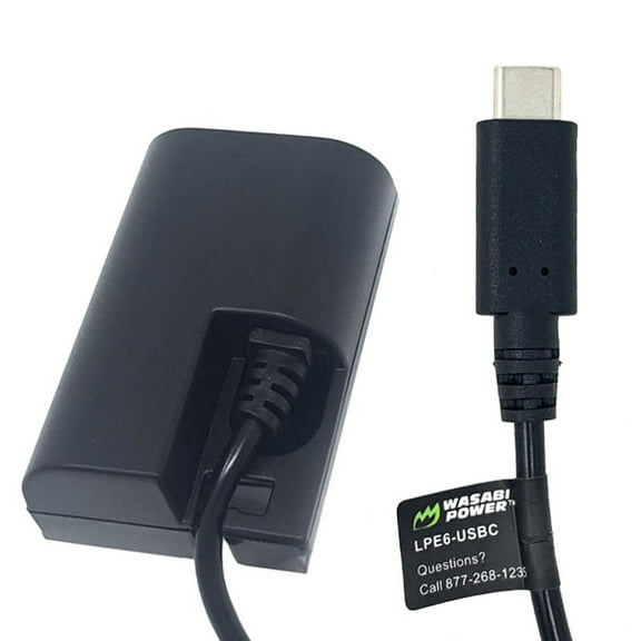 Wasabi Power  DC Coupler with USB-C Input for Canon LP-E6