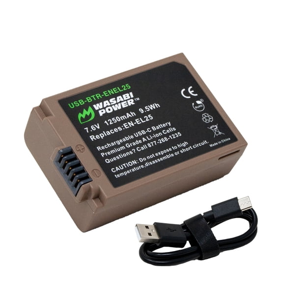 Wasabi Power USB Battery for Nikon EN-EL25 with USB Fast Charging