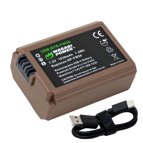 Wasabi Power USB Battery for Sony NP-FW50 with USB-C Fast Charging