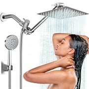 Wasait High Pressure Rain Shower Head with Handheld Rainfall Shower Head Combo 10" Handheld Shower Combo with 3 Spray Modes 6 Settings 11" Extension Arm 59" Hose