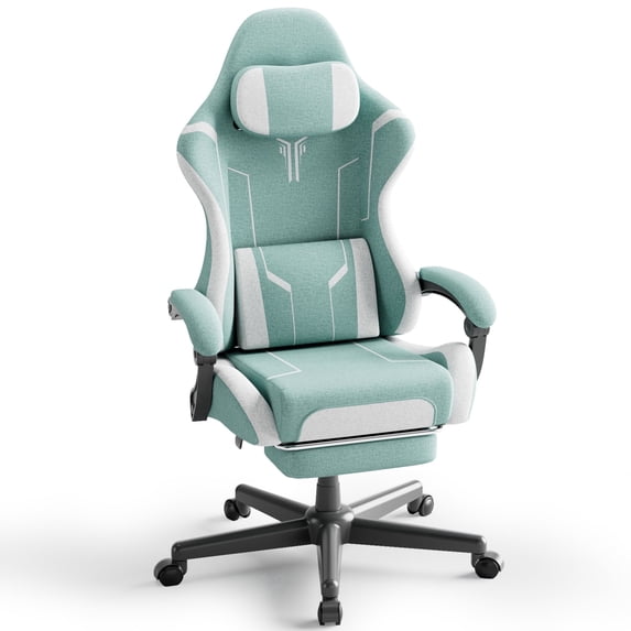Wasait Gaming Chair with Footrest Ergonomic Office Gamer Chair with Headrest and Massage Lumbar Cushion Racing Reclining Computer Game Chair for Adults, Green