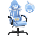 thumbnail image 1 of Wasait Gaming Chair with Footrest Adjustable Height Office Chair Ergonomic Computer Chair with Massage Lumbar Support Bunny Ears Video Gamer Chair for Adults,Light Blue, 1 of 7