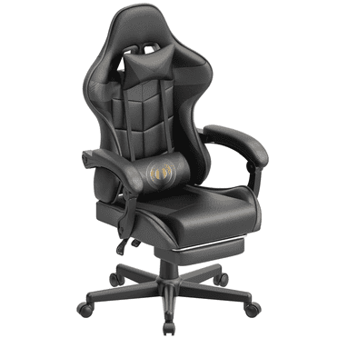 Wasait Gaming Chair with Footrest Adjustable Height Office Chair Ergonomic Computer Chair with Massage Lumbar Support High Back Video Gamer Chair for Adults,Black