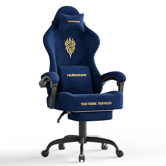Wasait Gaming Chair with Footrest High Back Ergonomic Game Chair with Headrest and Massage Lumbar Cushion Reclining Computer Office Gamer Chair for Adults, Blue