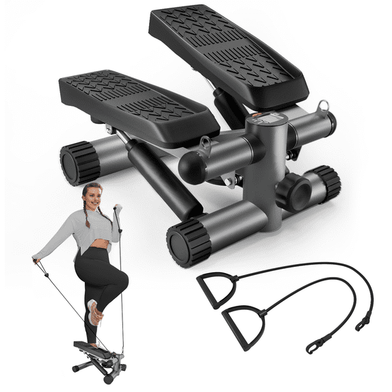 Wasait Steppers for Exercise, Stair Stepper with Resistance Bands, Mini Stepper with 330LBS Loading Capacity, Hydraulic Fitness Stepper with LCD Monitor, No Assembly Required