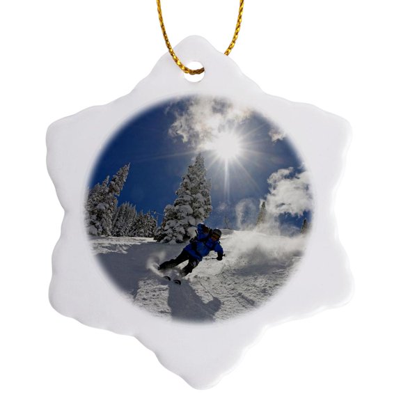 3drose, Wasatch Backcountry Skiing, Wasatch Mountains, Utah - Us45 Hga0245 - Howie Garber, 3 inch Snowflake Porcelain Ornament