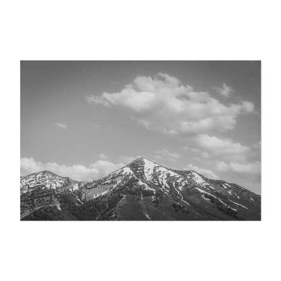 Wasatch Range 01 B&W - Orem Utah Photography Black and White Mountain Nature Landscape Scenic Snow Winter Unframed Wall Art Print 4 x 6 inches
