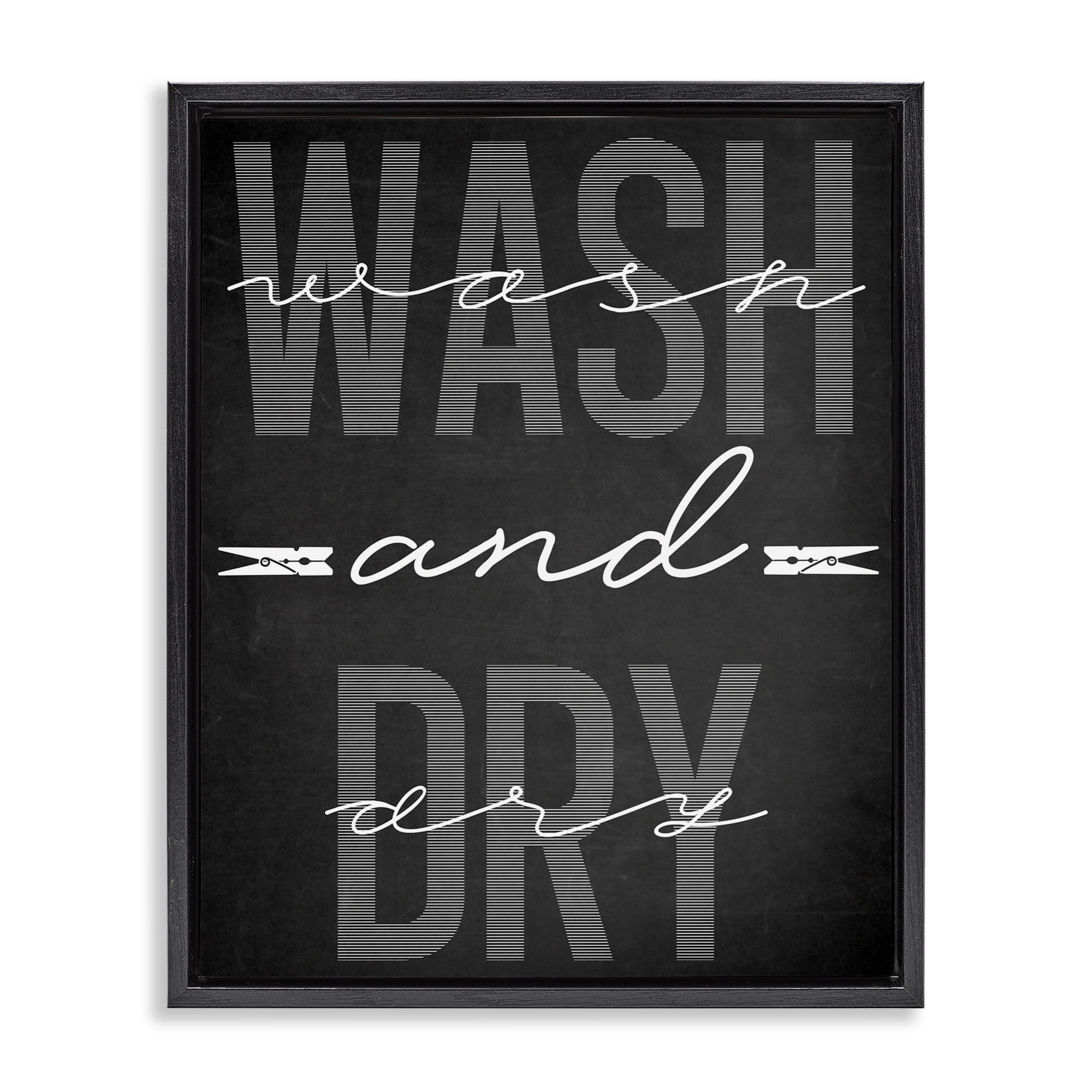 Wash And Dry Black Minimal Black Framed Floater Canvas Wall Art, design by Marcus Prime