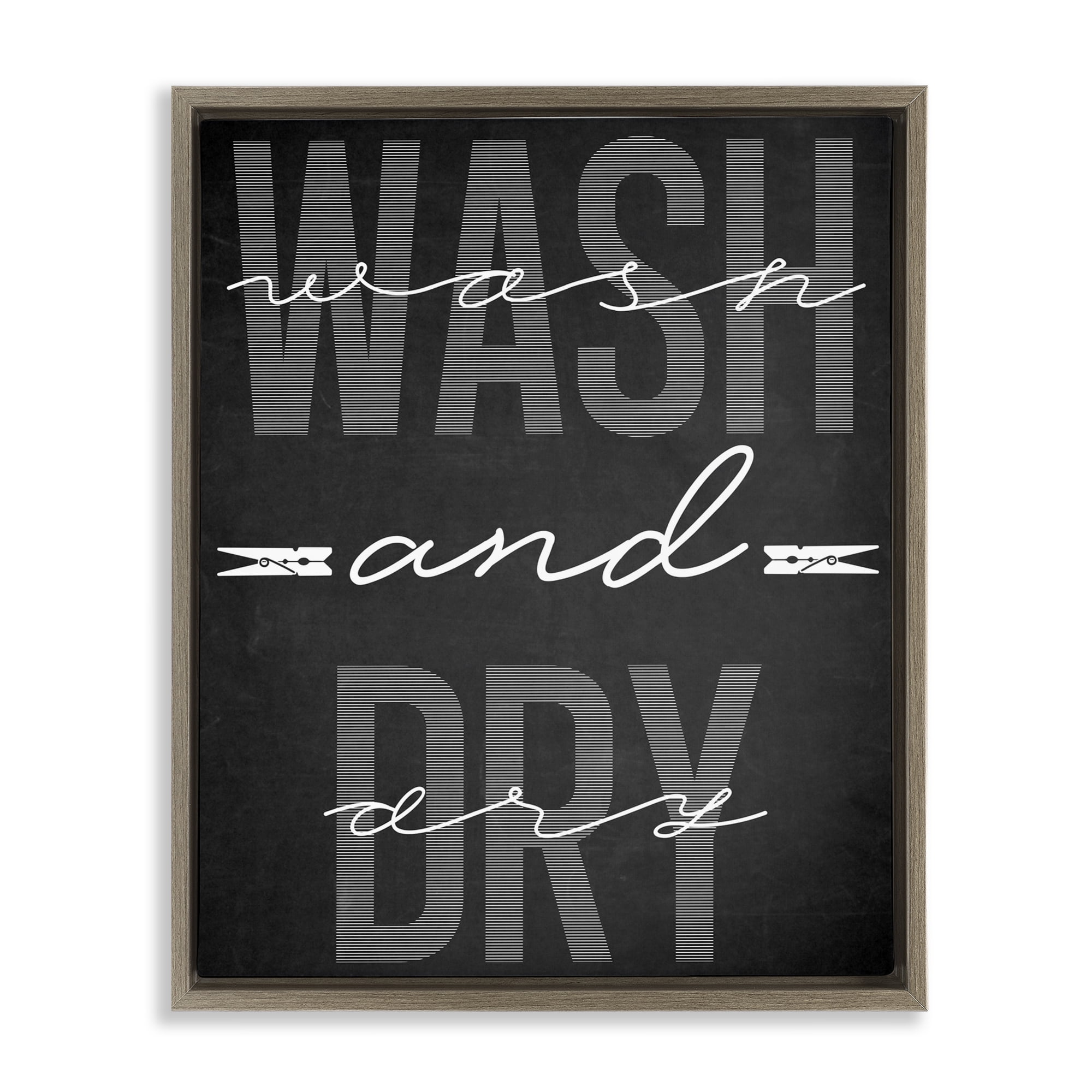Wash And Dry Black Minimal Brown Framed Floater Canvas Wall Art, design by Marcus Prime