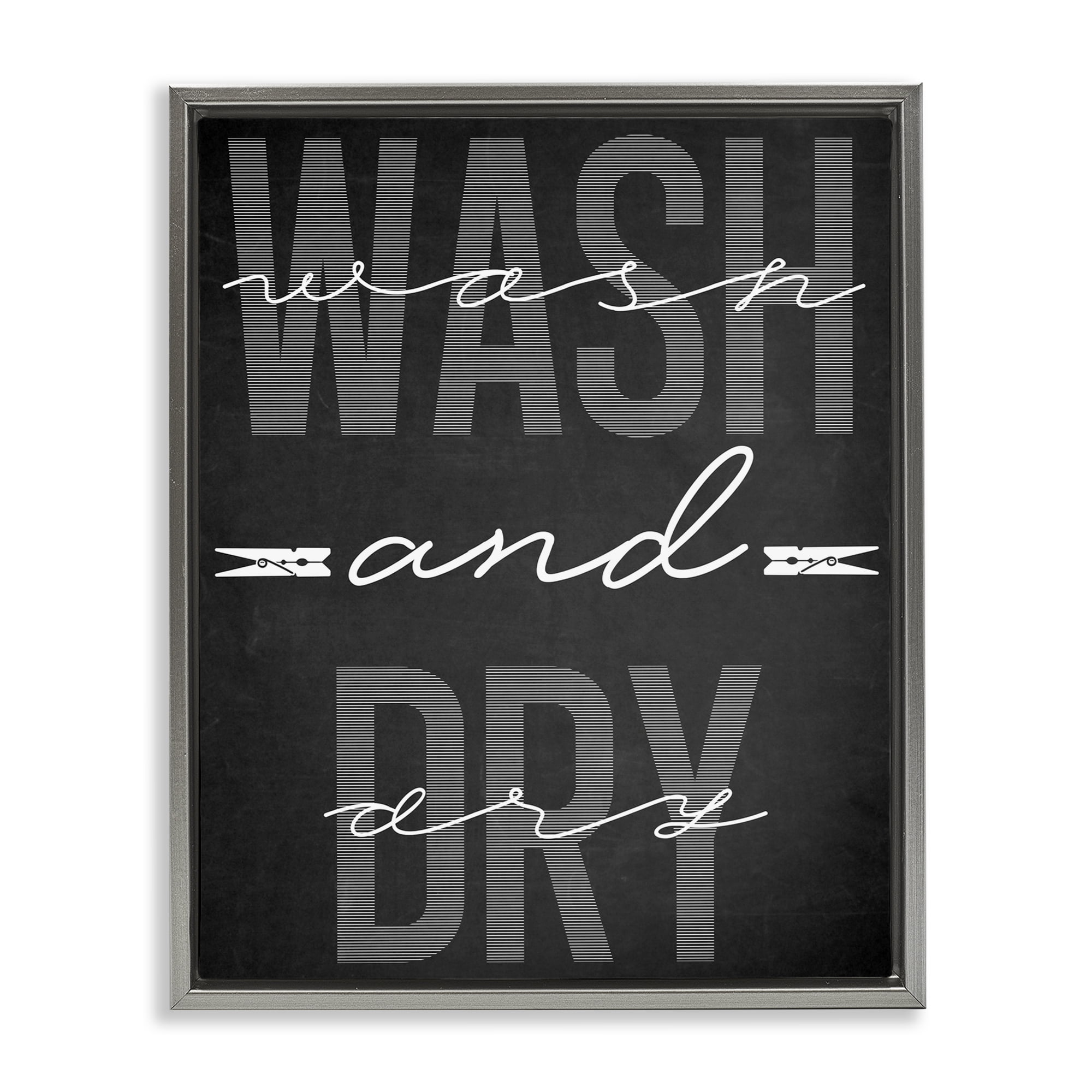 Wash And Dry Black Minimal Gray Framed Floater Canvas Wall Art, design by Marcus Prime