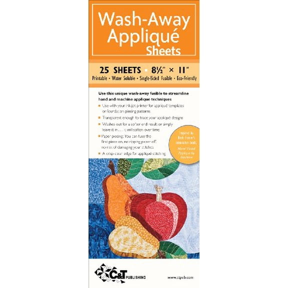 Wash-Away Appliqu Sheets: 15 Sheets - 8 1/2 x 11 - Printable - Water Soluble - Single-Sided Fusible - Eco-Friendly
