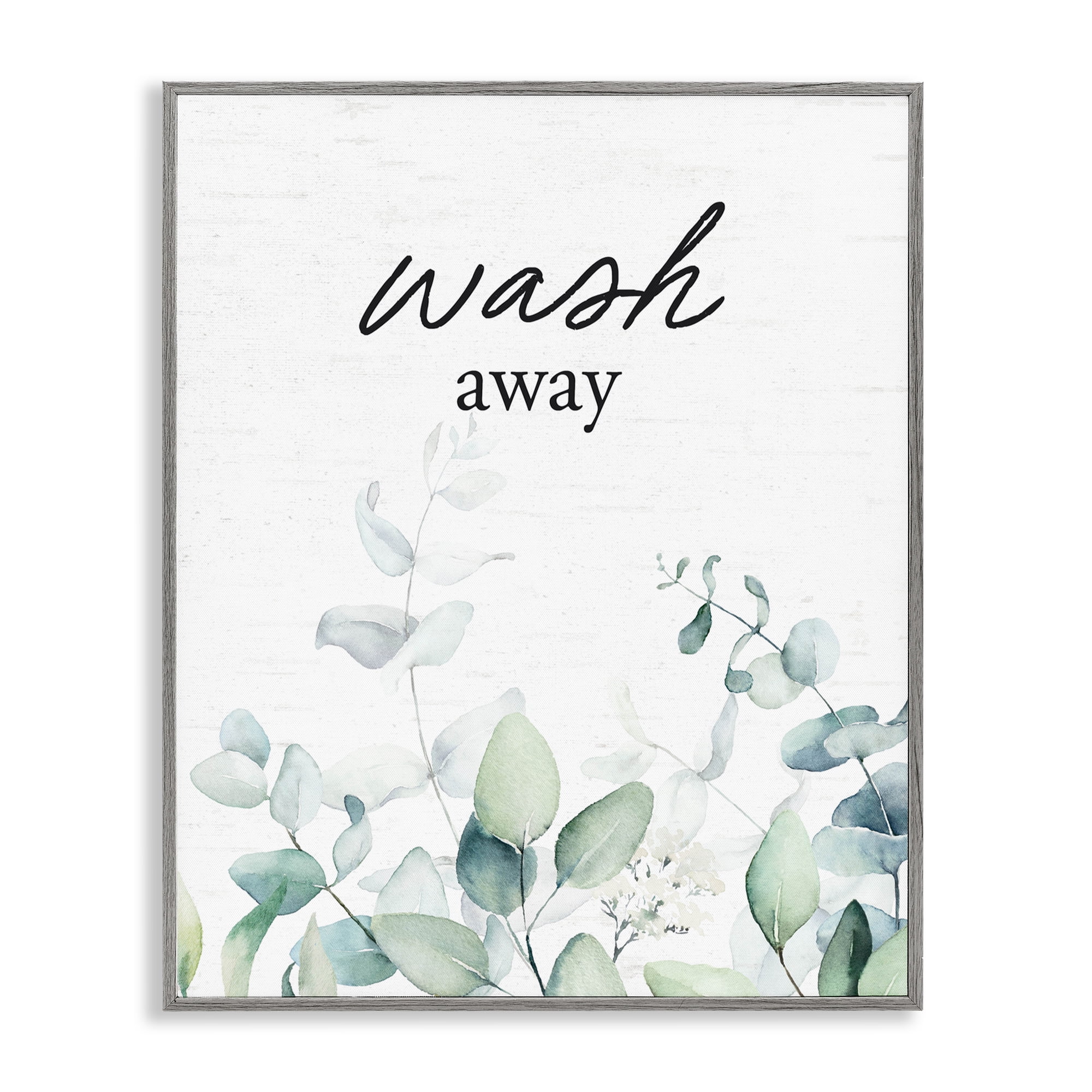 Wash Away Eucalyptus Gray Framed Giclee Art, design by Lettered and Lined