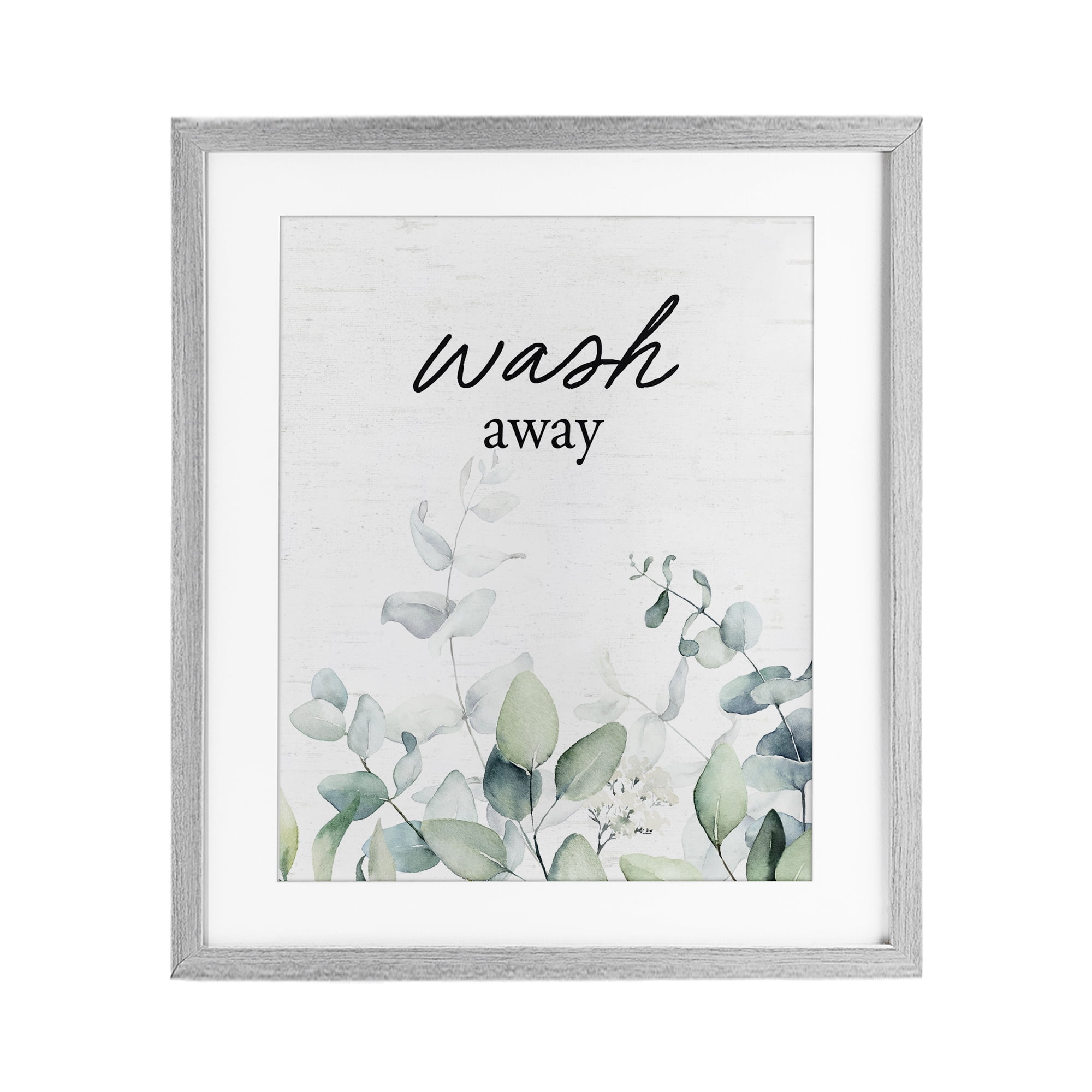 Wash Away Eucalyptus Gray Framed Print Under Glass, design by Lettered and Lined