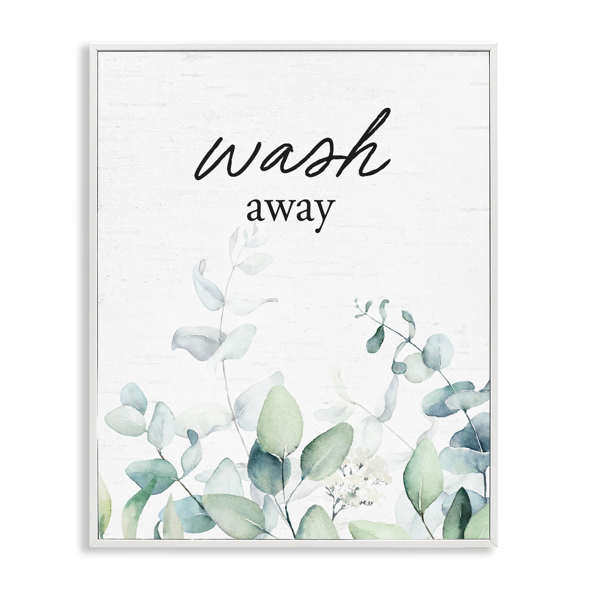 Wash Away Eucalyptus White Framed Giclee Art, design by Lettered and Lined