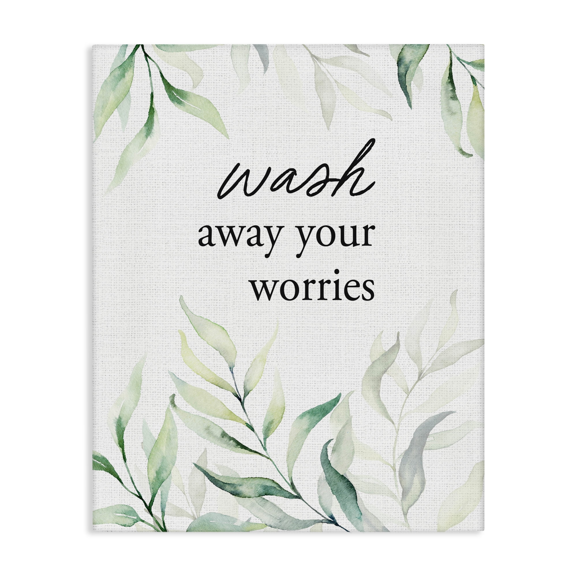 Wash Away Worries Greenery Canvas Wall Art, design by Lettered and Lined