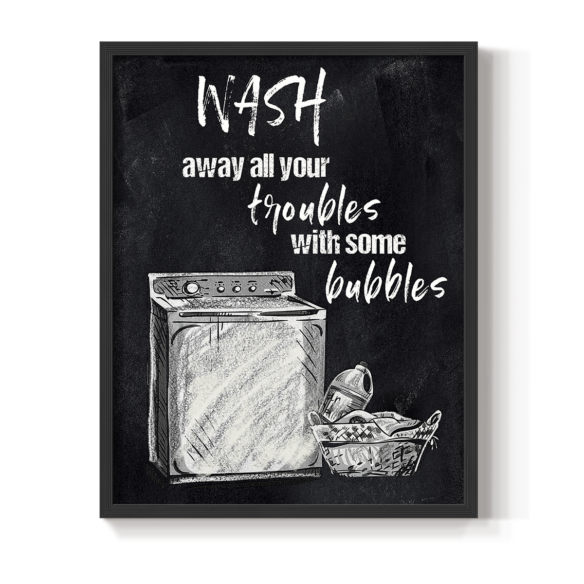 Wash Away Your Troubles Framed Print in Black Solid Wood 11 x 14 Framed Print