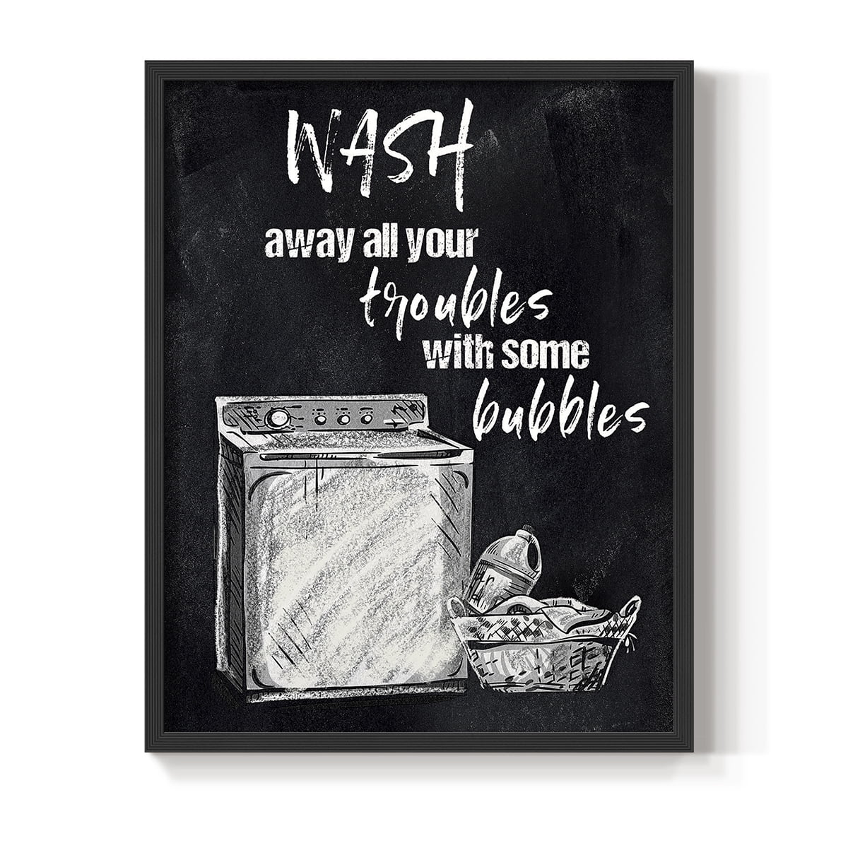 Wash Away Your Troubles Framed Print in Black Solid Wood 8 x 10 Framed Print