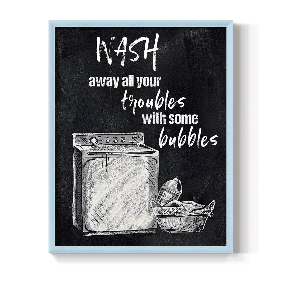 Wash Away Your Troubles Framed Print in Blue Solid Wood 8 x 10 Framed Print
