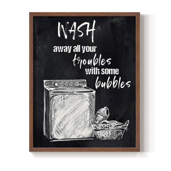Wash Away Your Troubles Framed Print in Brown Solid Wood 11 x 14 Framed Print