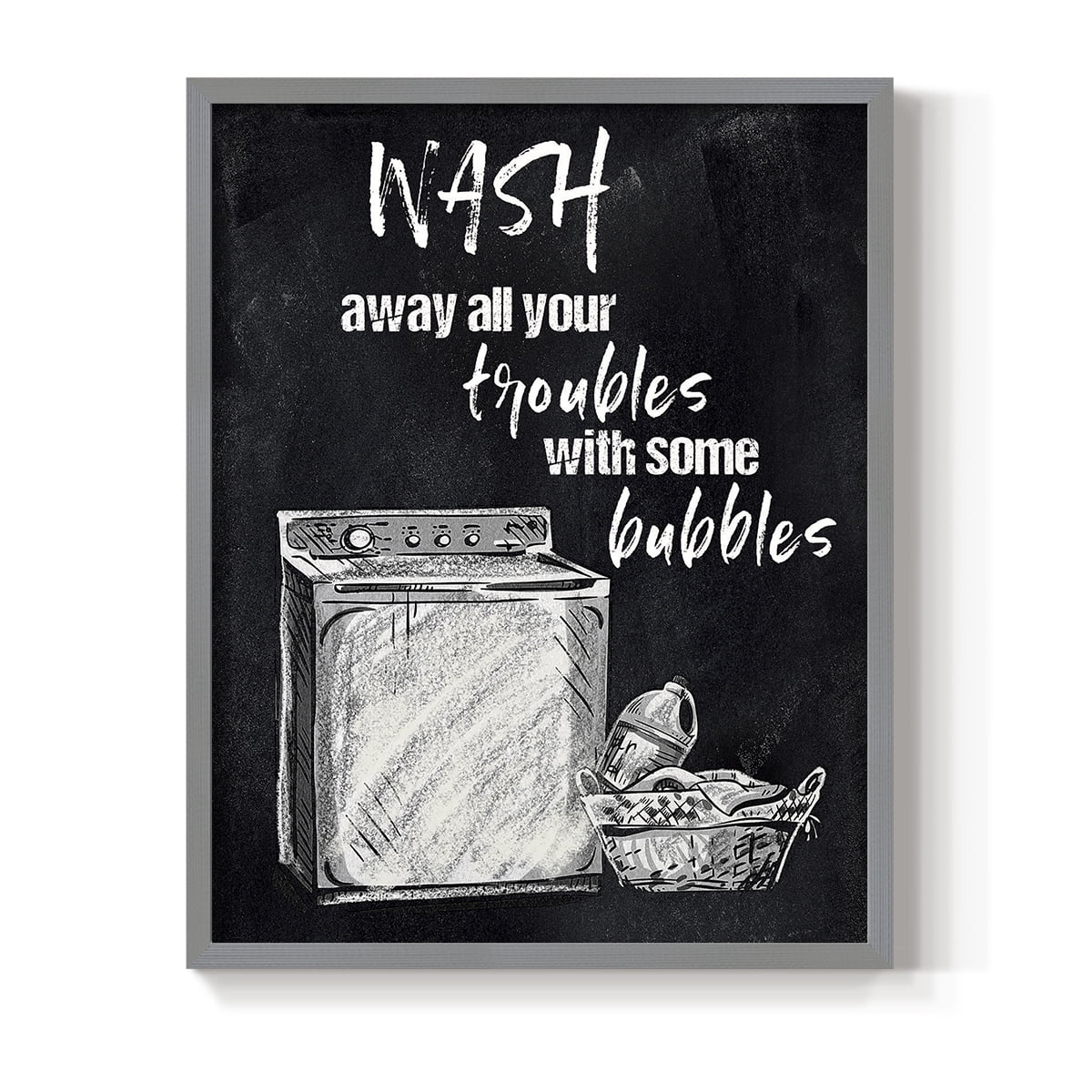 Wash Away Your Troubles Framed Print in Gray Solid Wood 16 x 20 Framed Print