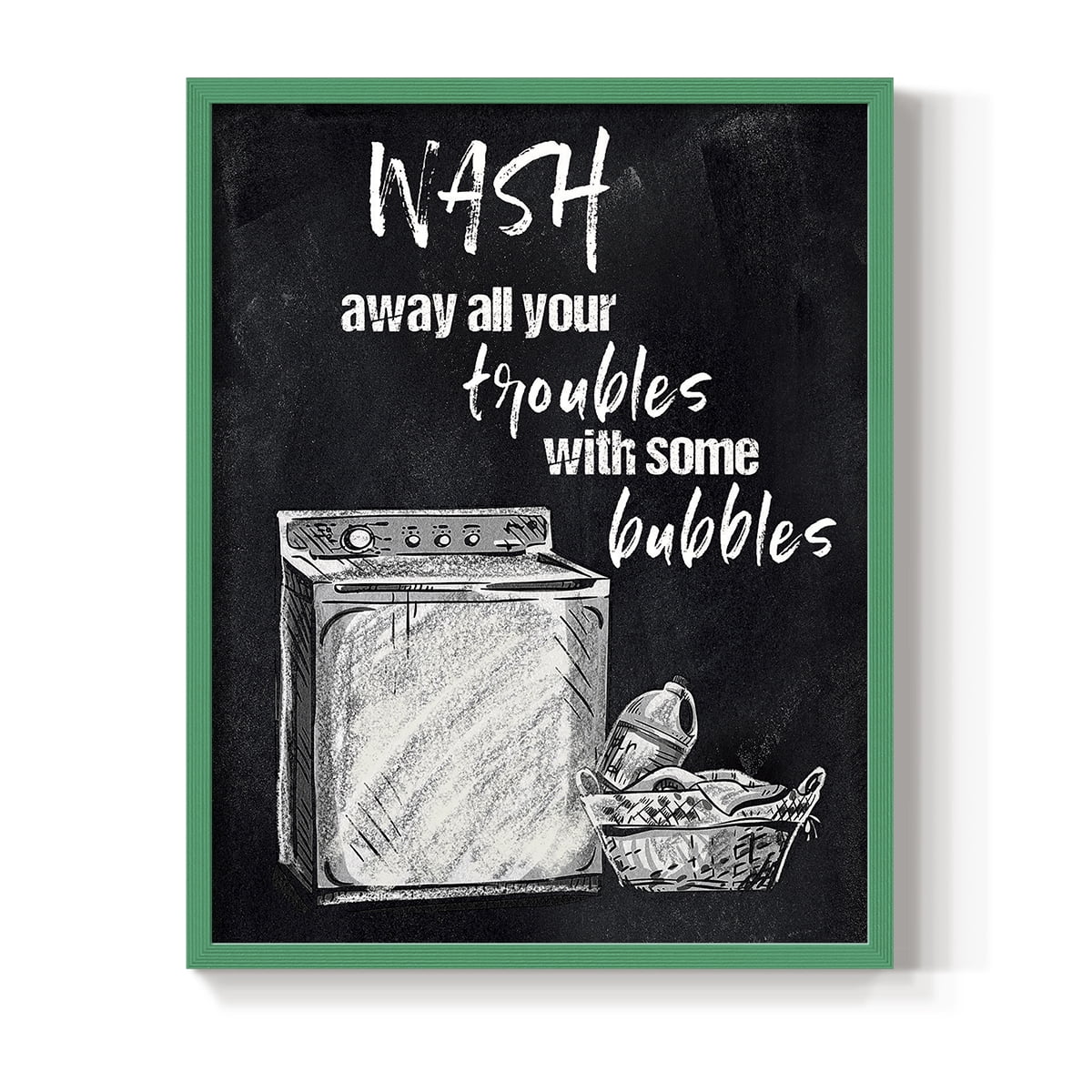 Wash Away Your Troubles Framed Print in Green Solid Wood 11 x 14 Framed Print