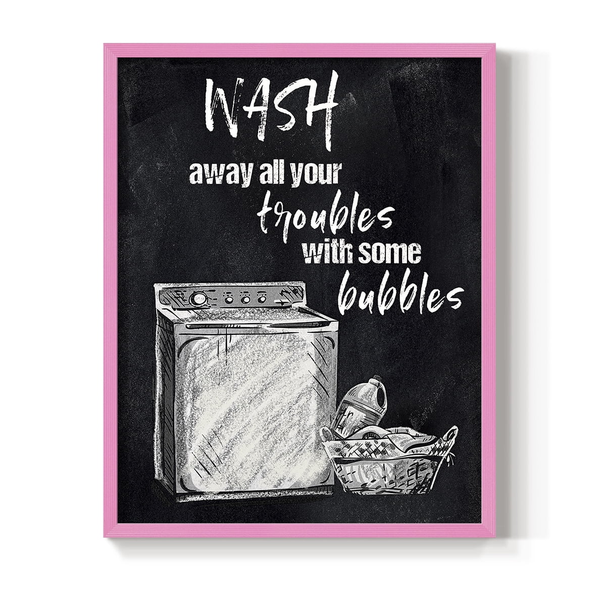 Wash Away Your Troubles Framed Print in Pink Solid Wood 11 x 14 Framed Print