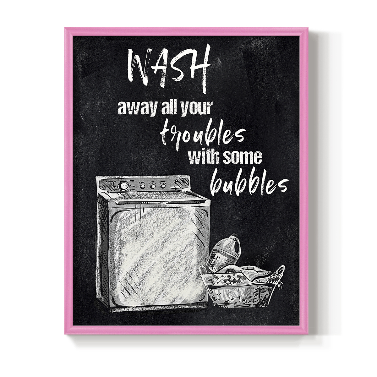 Wash Away Your Troubles Framed Print in Pink Solid Wood 8 x 10 Framed Print