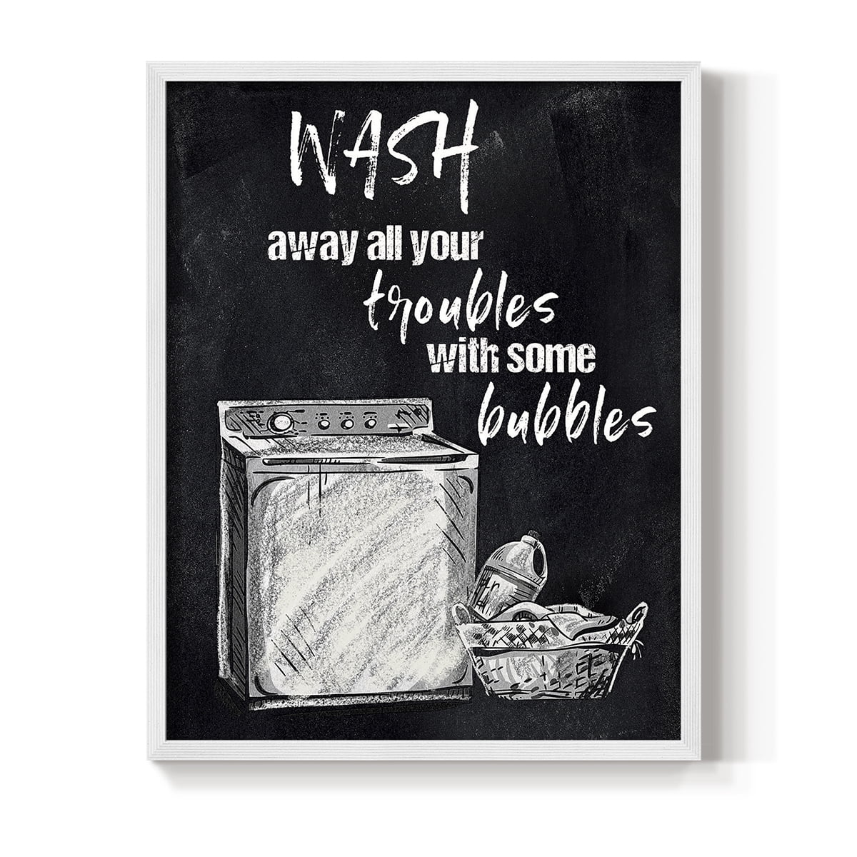Wash Away Your Troubles Framed Print in White Solid Wood 8 x 10 Framed Print