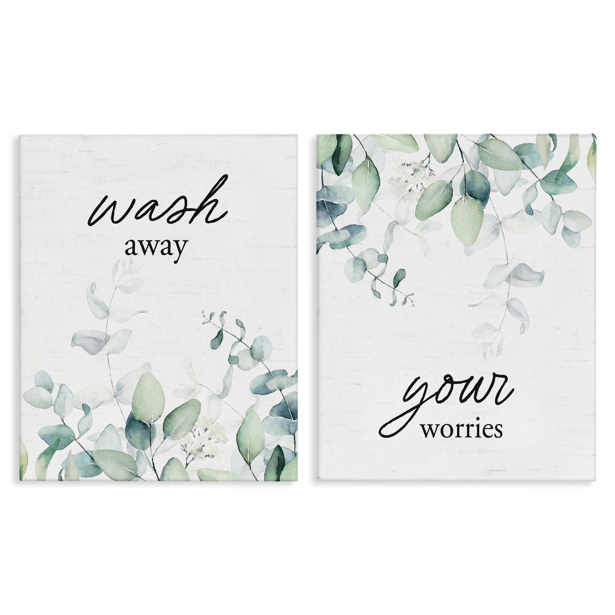 Wash Away Your Worries Leaves 2 Piece Canvas Wall Art Set, design by Lettered and Lined