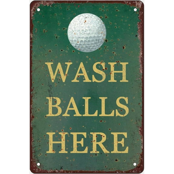 Wash Balls Here Vintage Golf Tin Sign Funny Metal Signs Retro Wall Art Decor Home Kitchen Cafe Bar Decoration Gift For Women Men 8x12 Inch Plaque Tin Sign