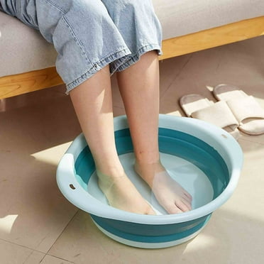 Wash Basin, 13.7 Inch Portable Sink, Folding Laundry Tub, Washing Basin with draining Plug, Camping Collapsible Dish Tub, Plastic Tub Carry Handles