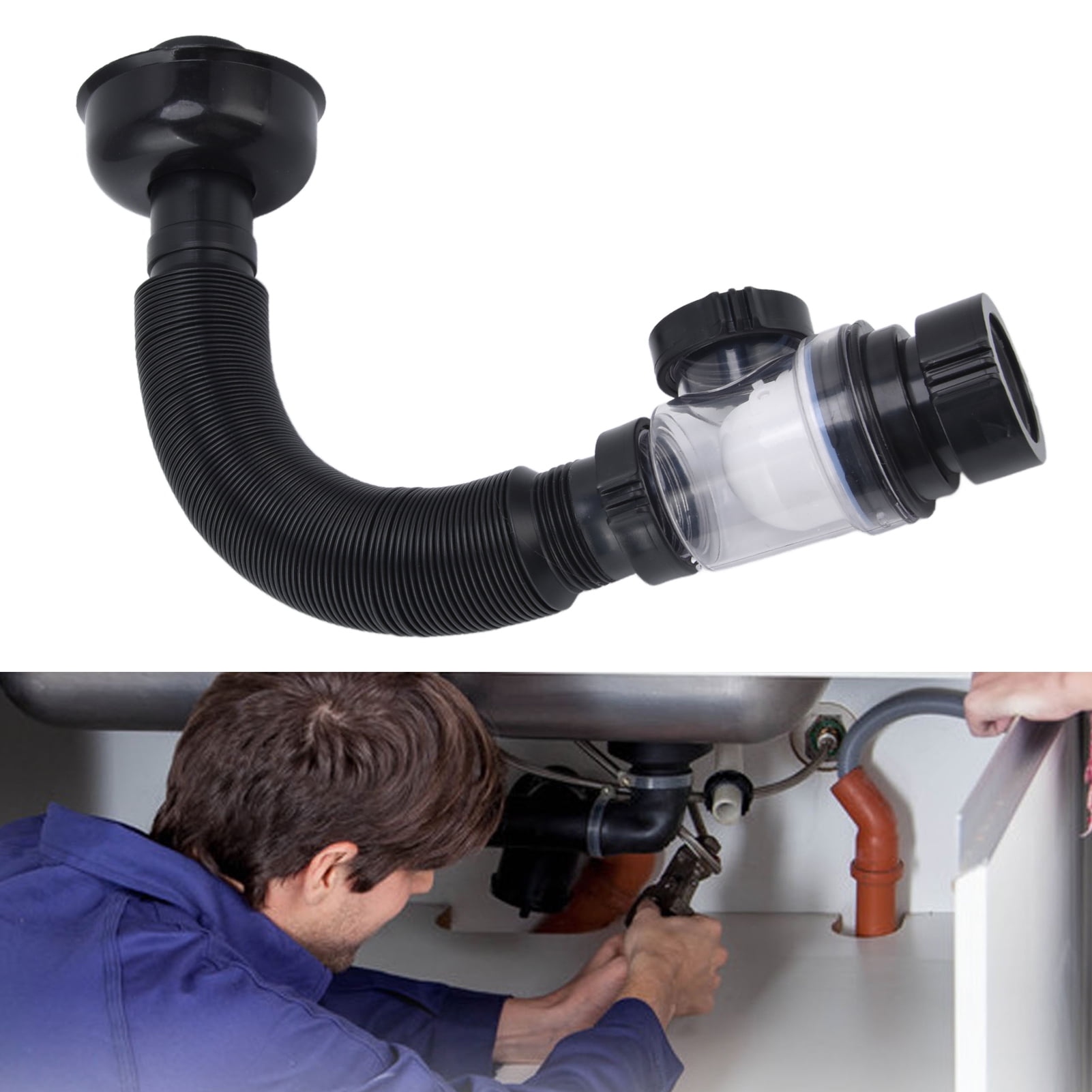 Wash Basin Drain Pipe, Vanity Sink Drain Hose Flexible PVC Water Pipe