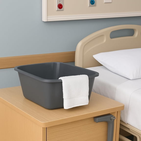 Wash Basins – Rectangular Plastic Hospital Bedside Soaking Tub (Pack of 2) Small 7 Qt Graduated Bucket - Portable Washbasin for Washing, Cleaning, Foot Bath, Dishes, Face Cleansing Bowl