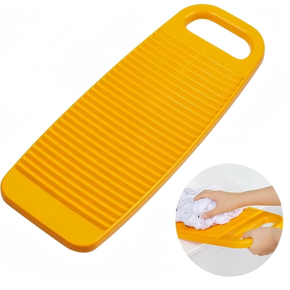 Wash Board,Non-Slip Laundry Washing Board, Household Washboard, Hand Wash Board, Manual Wash Clothes Laundry Pad Scrubbing Board for Household (Yellow, Medium)